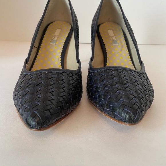 Boden Woven Leather Milan Court Shoe 9.5/41 Black/Navy - Picture 6 of 14